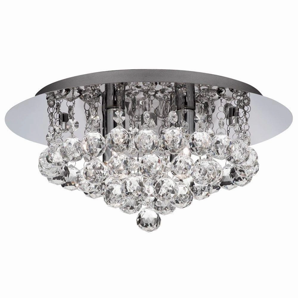 Hanna 4 Light Chrome & Crystal Ball Flush Ceiling Light simple ceiling design light