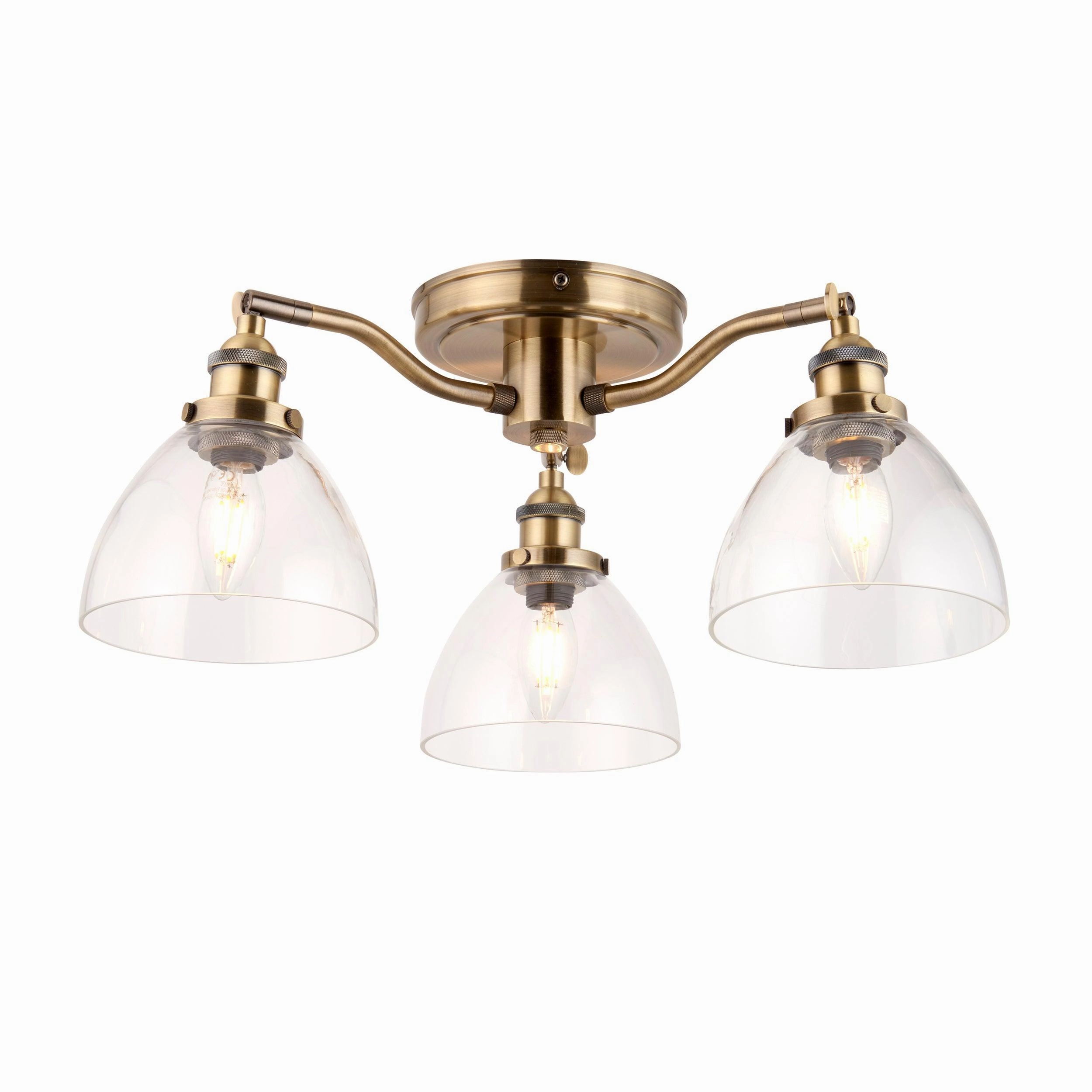 Hansen 3 Light Brass Semi-Flush Ceiling Light