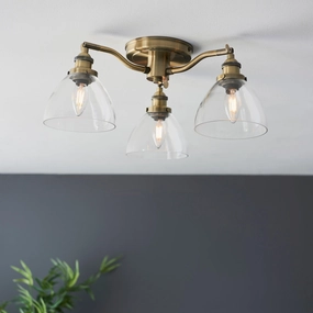 Hansen 3 Light Brass Semi-Flush Ceiling Light simple ceiling design light