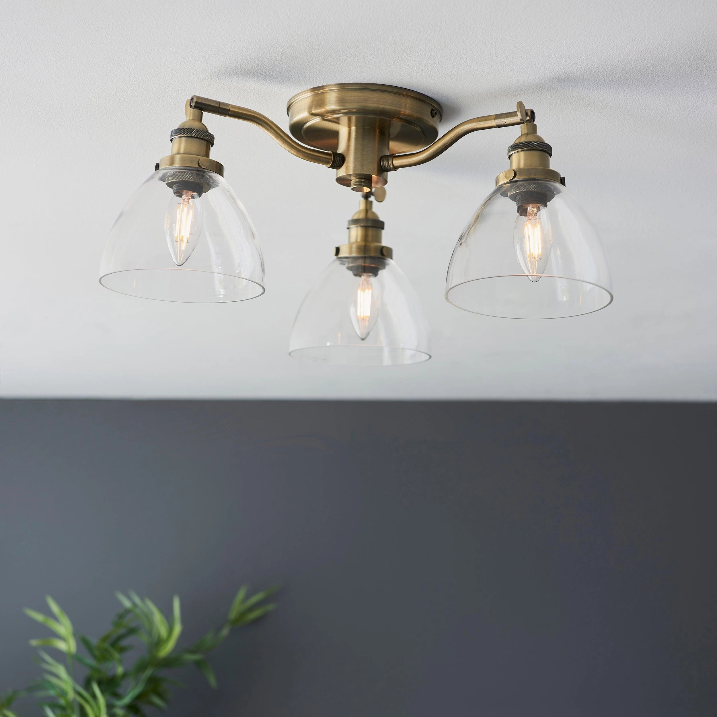 Hansen 3 Light Brass Semi-Flush Ceiling Light simple ceiling design light