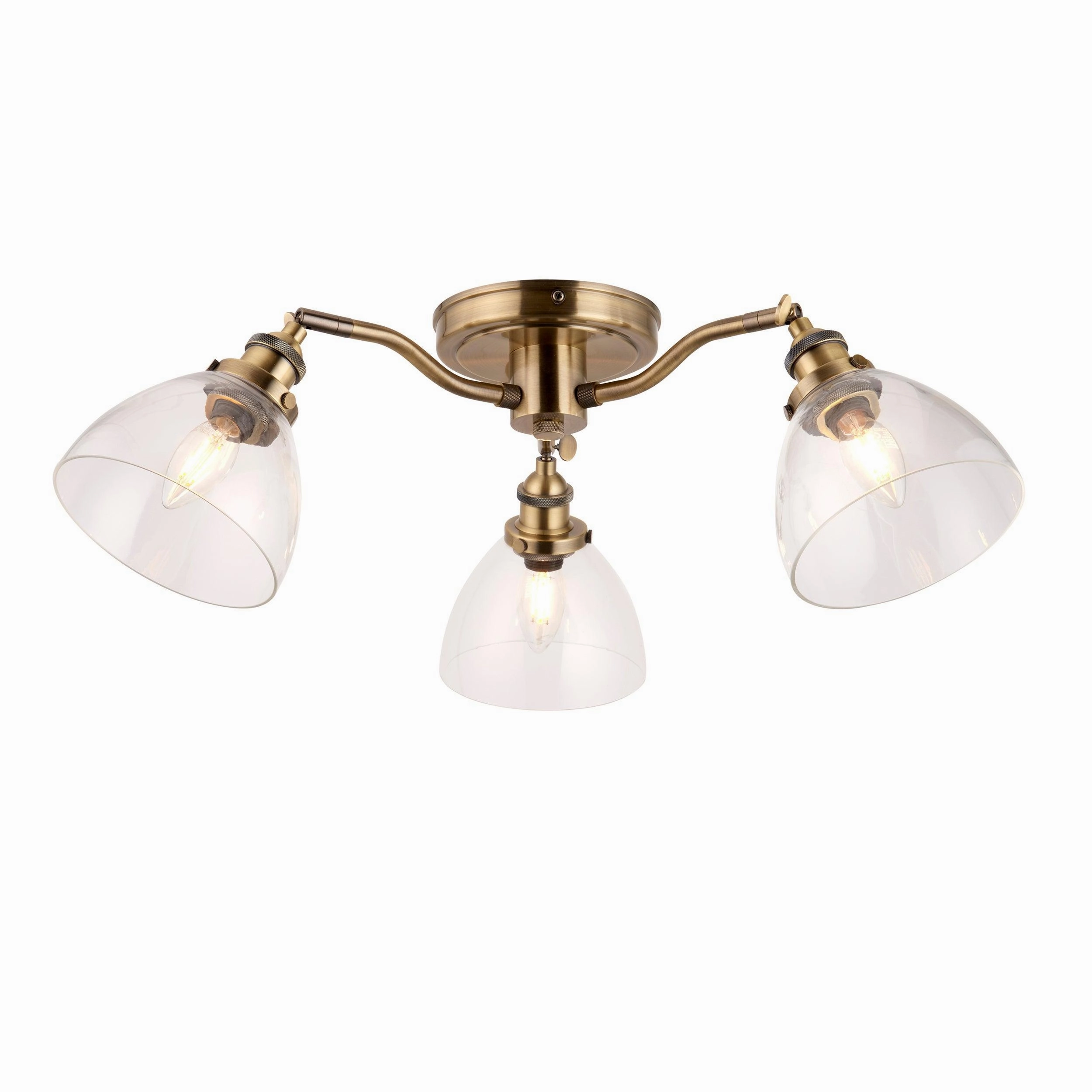 Hansen 3 Light Brass Semi-Flush Ceiling Light