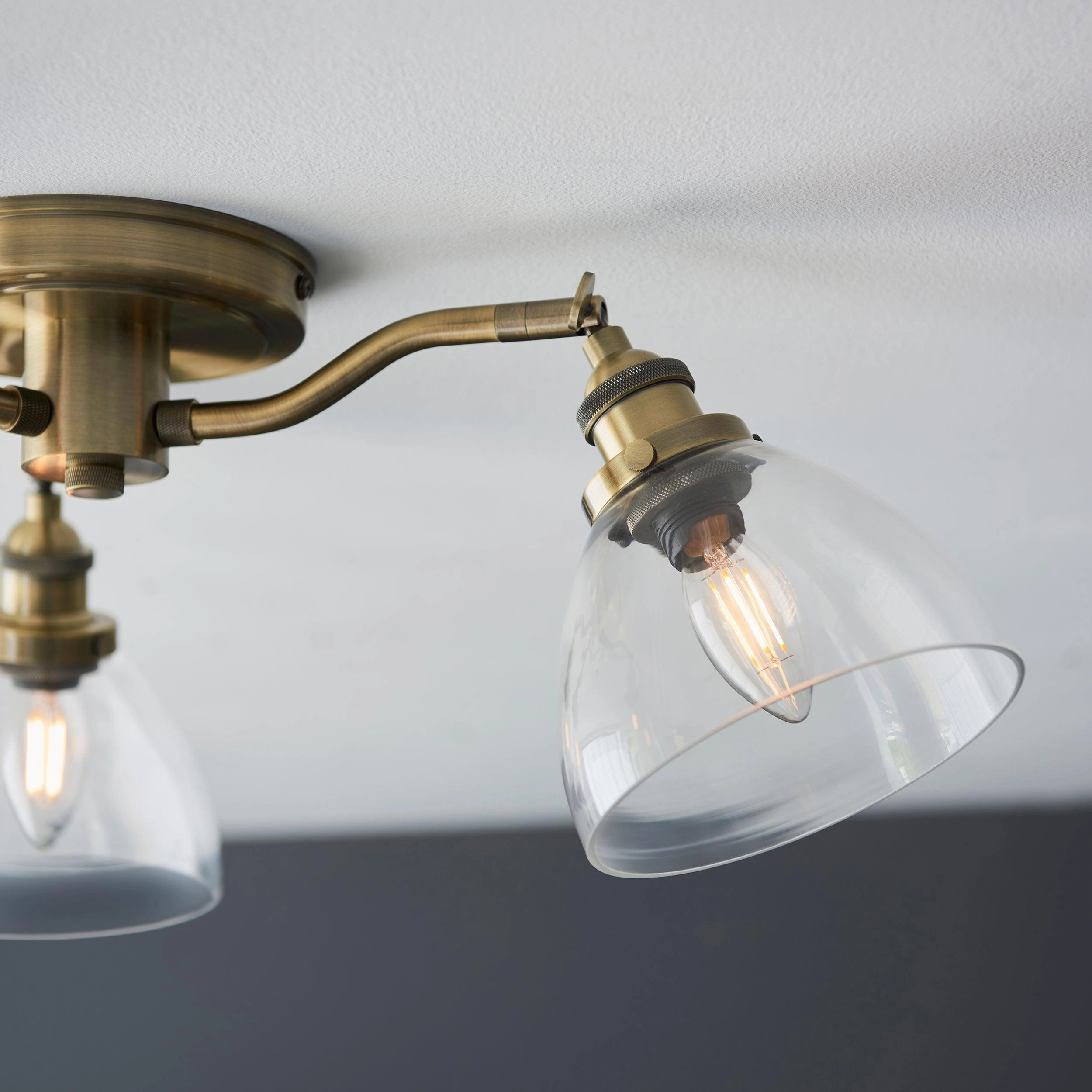 Hansen 3 Light Brass Semi-Flush Ceiling Light