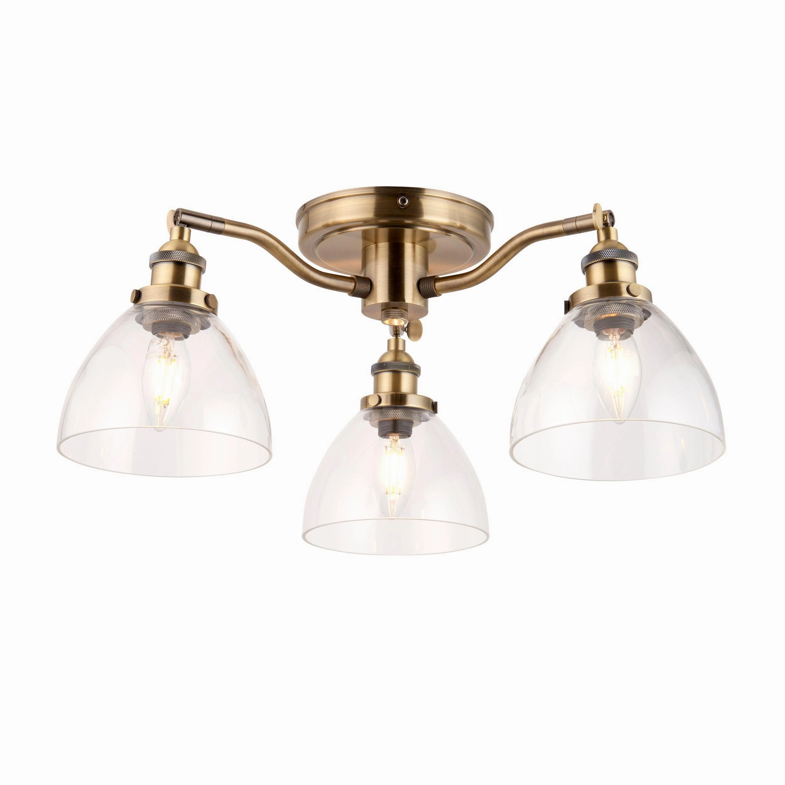 Hansen 3 Light Brass Semi-Flush Ceiling Light