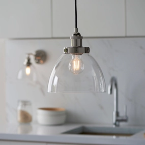 Hansen Nickel Industrial Pendant Light - Clear Glass Shade minimalist ceiling light