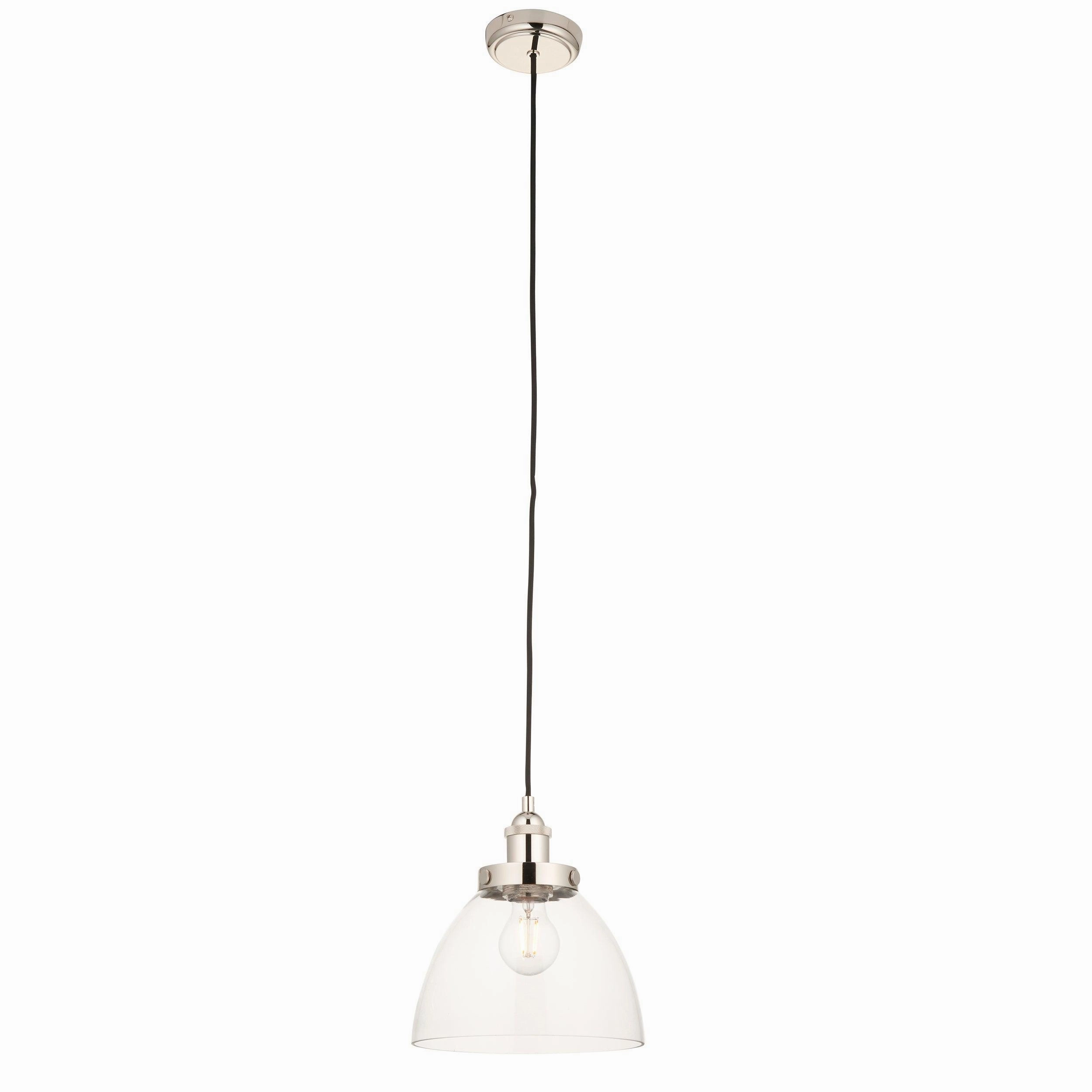 Hansen Nickel Industrial Pendant Light - Clear Glass Shade