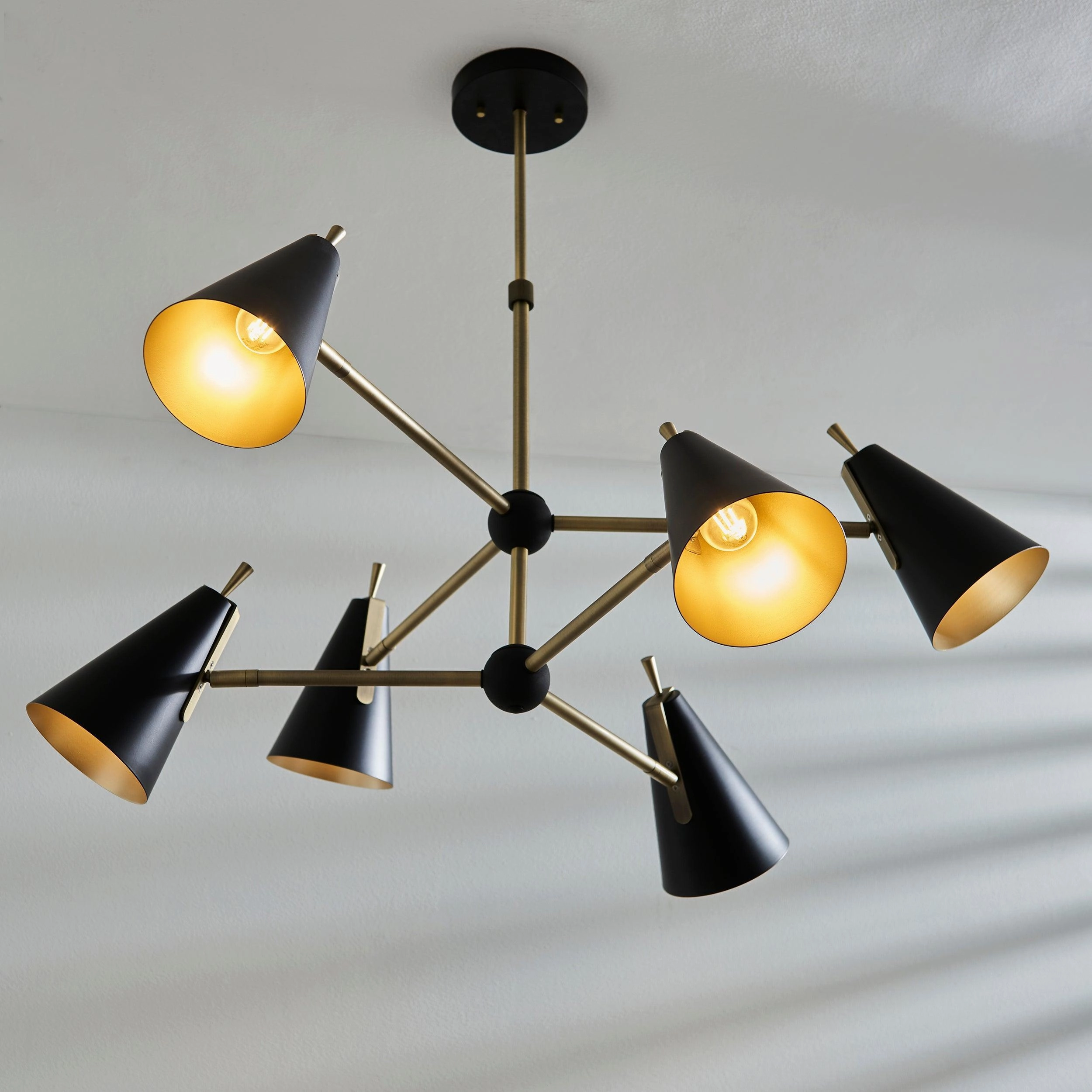 Harlesden Industrial 6 Light Black & Gold Modern Pendant