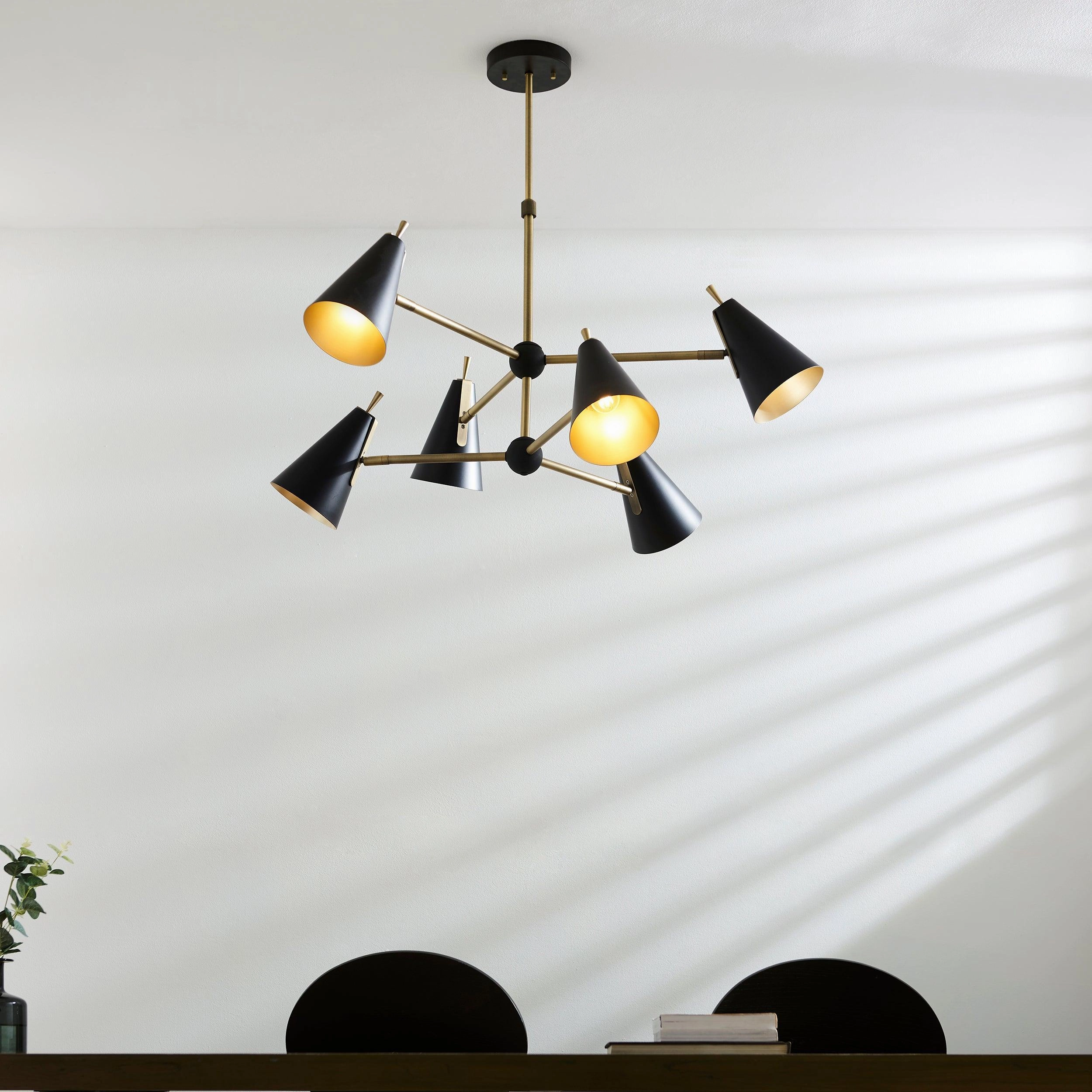 Harlesden Industrial 6 Light Black & Gold Modern Pendant