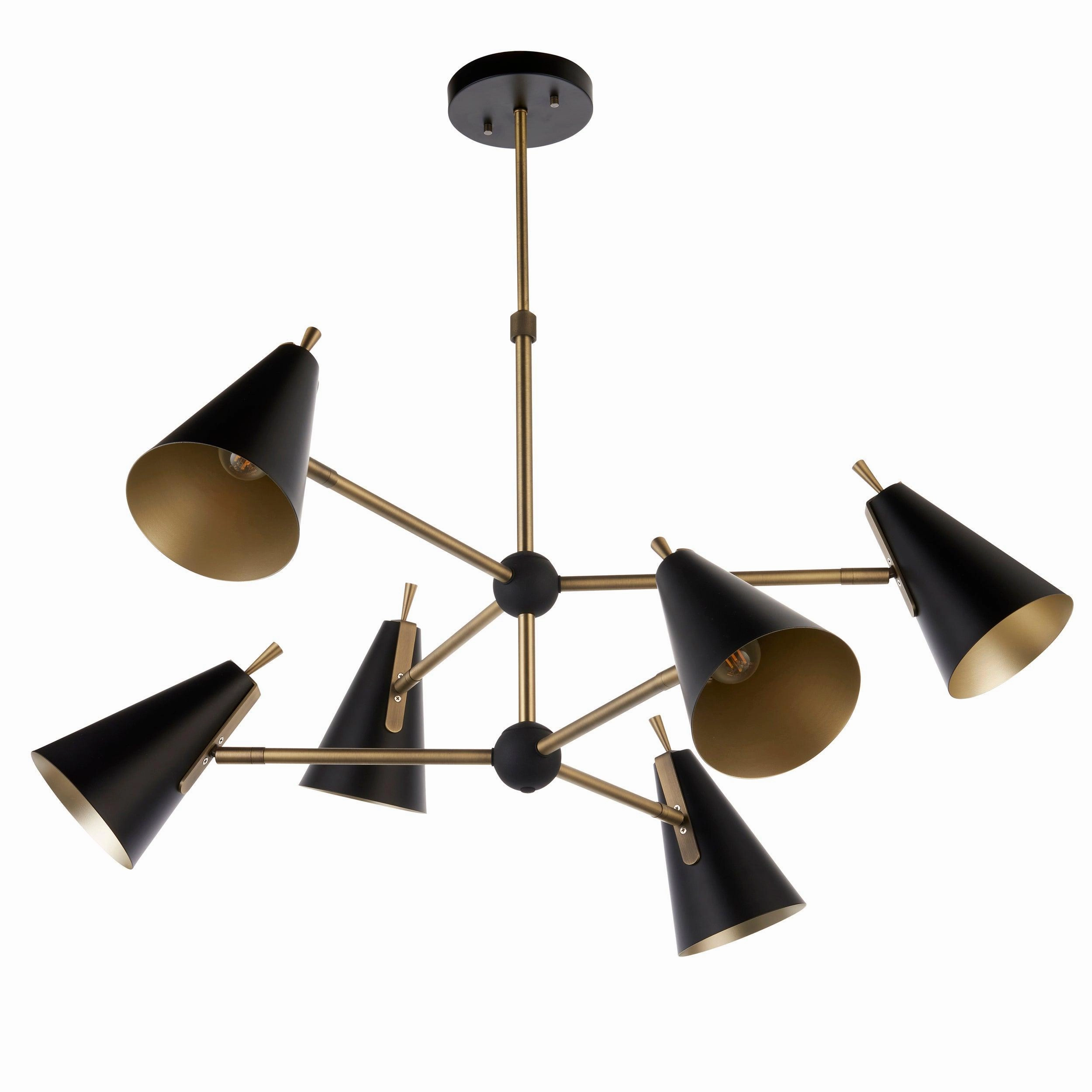 Harlesden Industrial 6 Light Black & Gold Modern Pendant