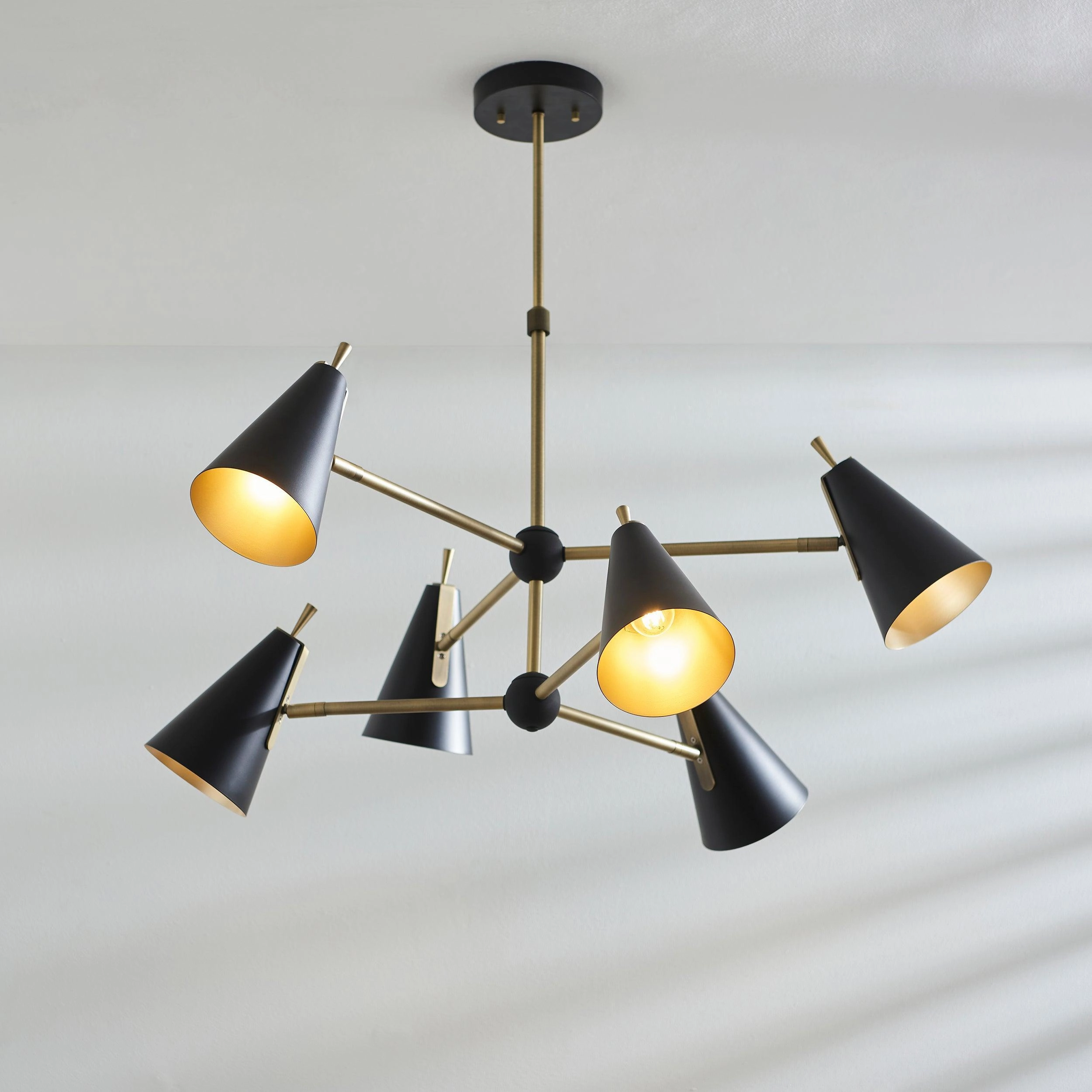 Harlesden Industrial 6 Light Black & Gold Modern Pendant