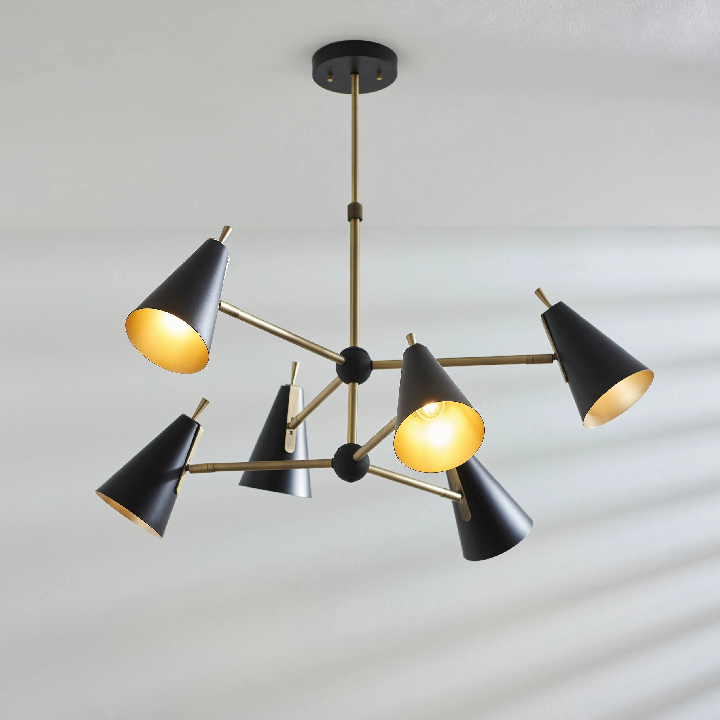 Harlesden Industrial 6 Light Black & Gold Modern Pendant