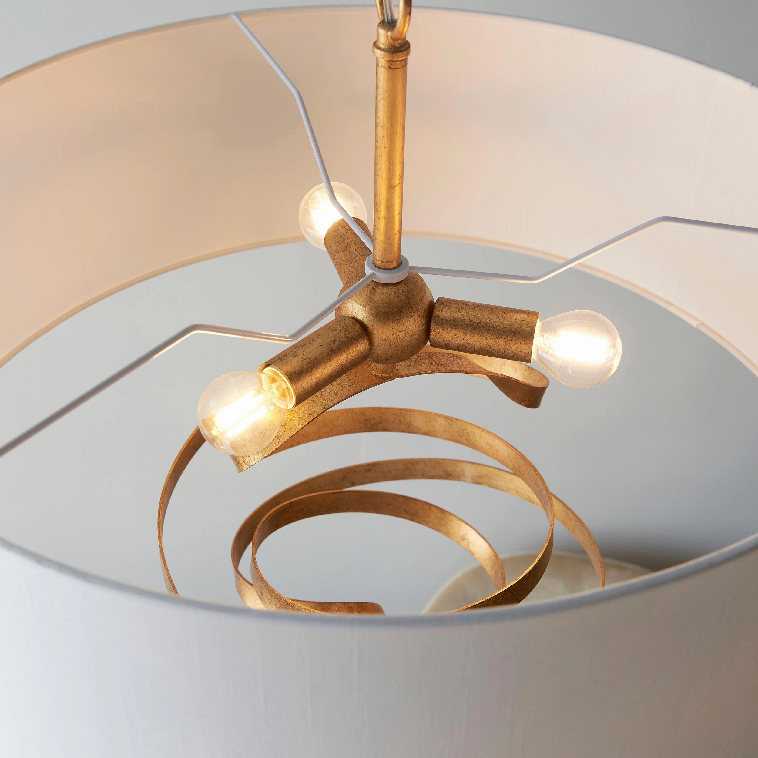 Harleston 3 Light Gold Modern Pendant With Ivory Shade