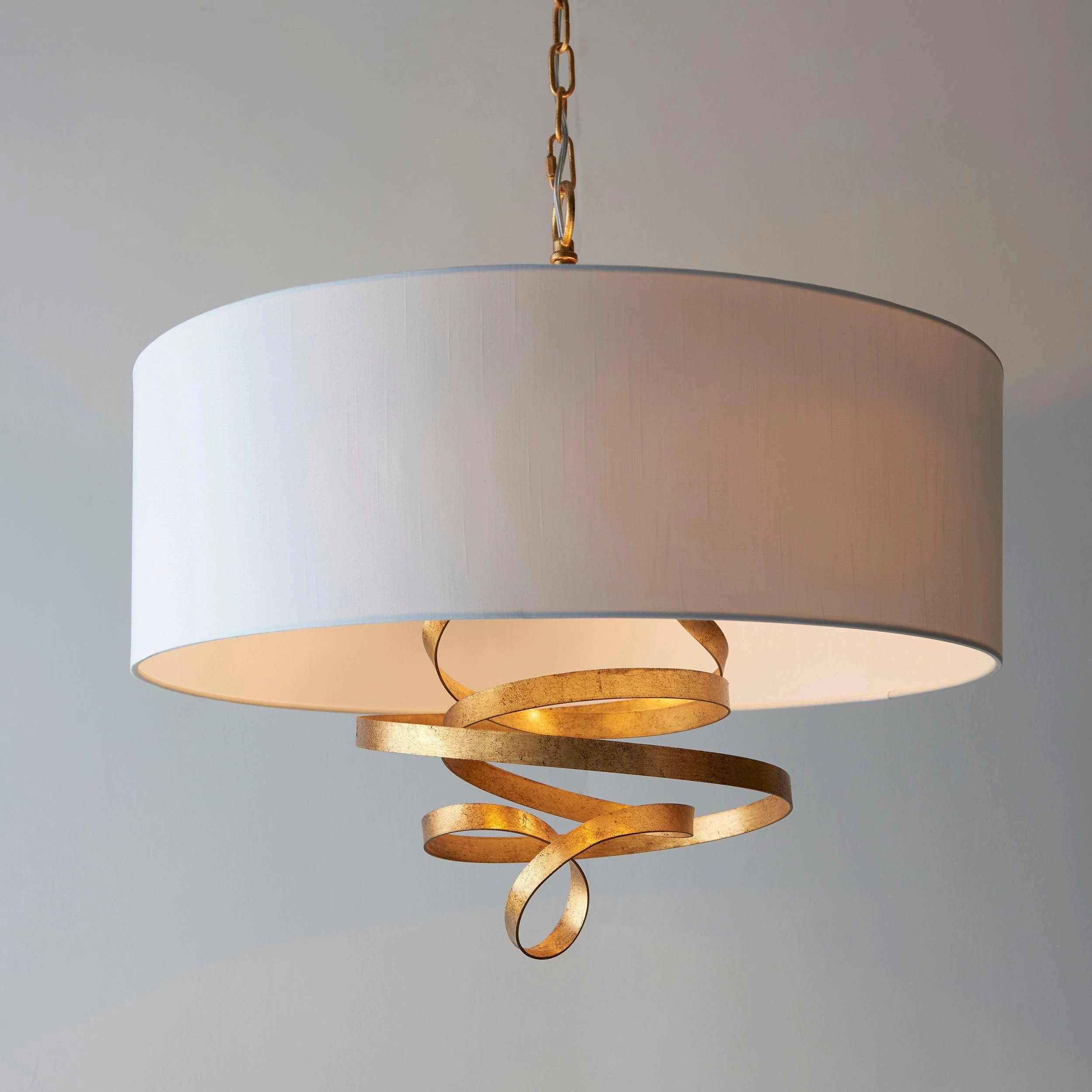 Harleston 3 Light Gold Modern Pendant With Ivory Shade
