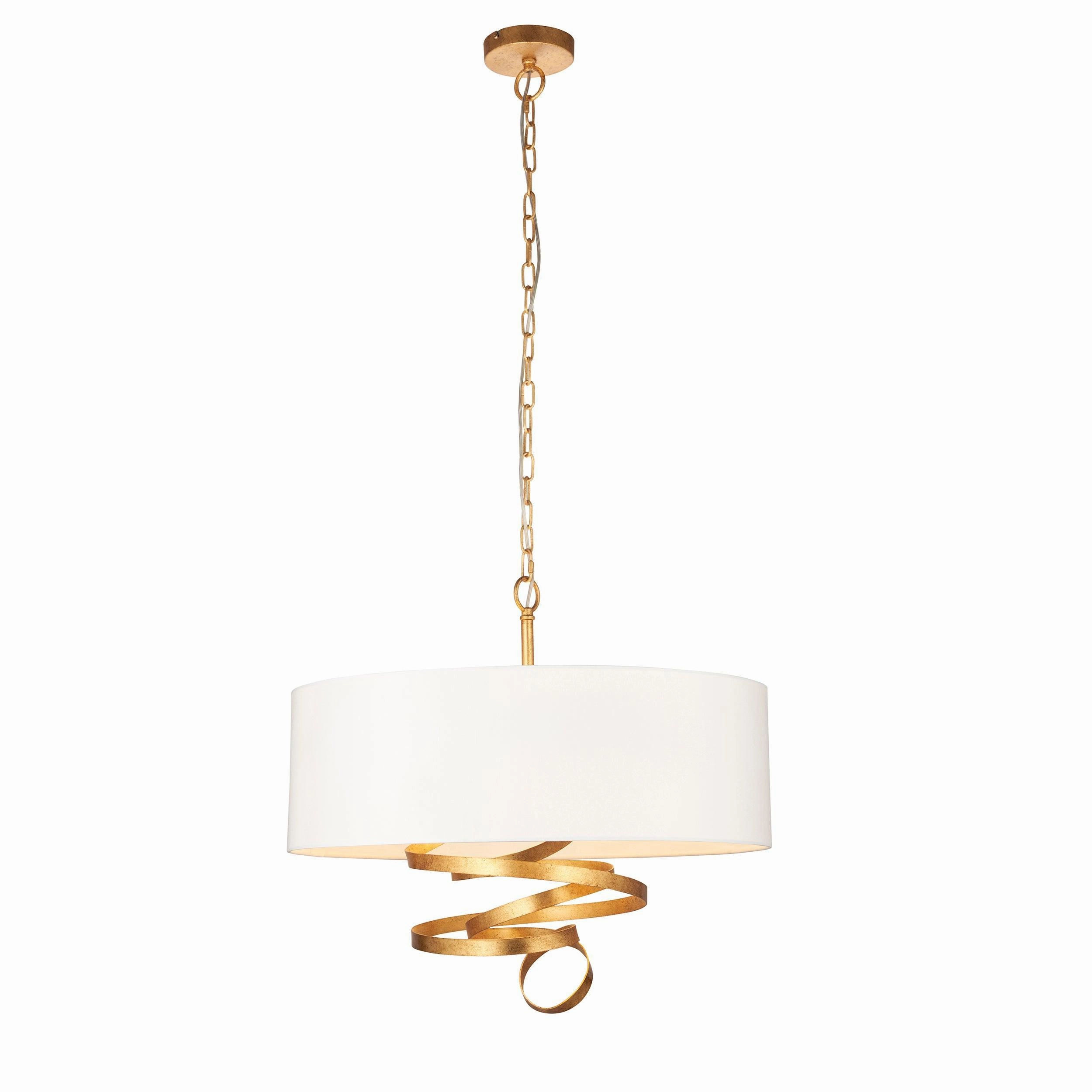 Harleston 3 Light Gold Modern Pendant With Ivory Shade