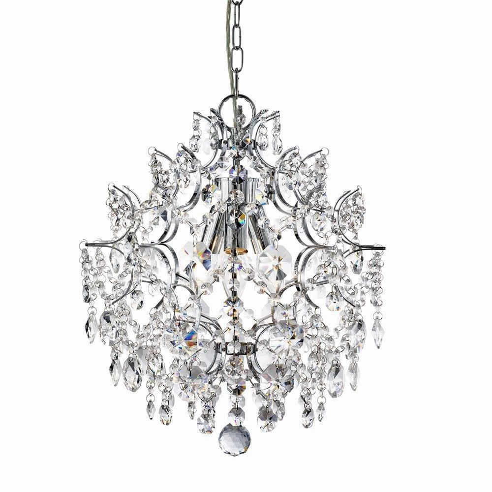 Harrietta 3 Light Chrome & Crystal Drop Ceiling Pendant minimalist ceiling light
