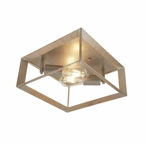 Heaton 2 Light Brushed Silver & Gold Flush Ceiling Light minimalist ceiling light