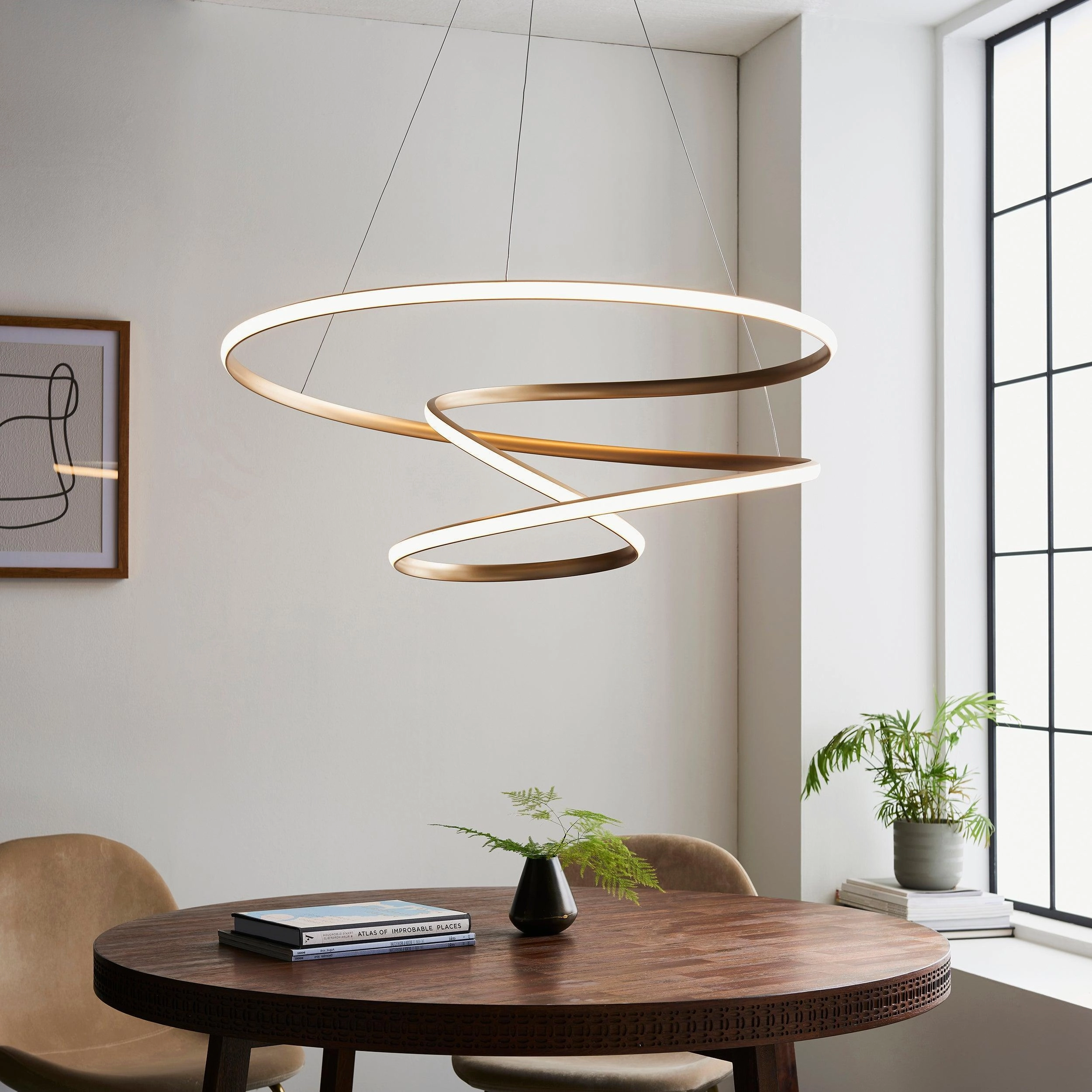 Helice Modern Spiral Gold LED Ceiling Pendant Light