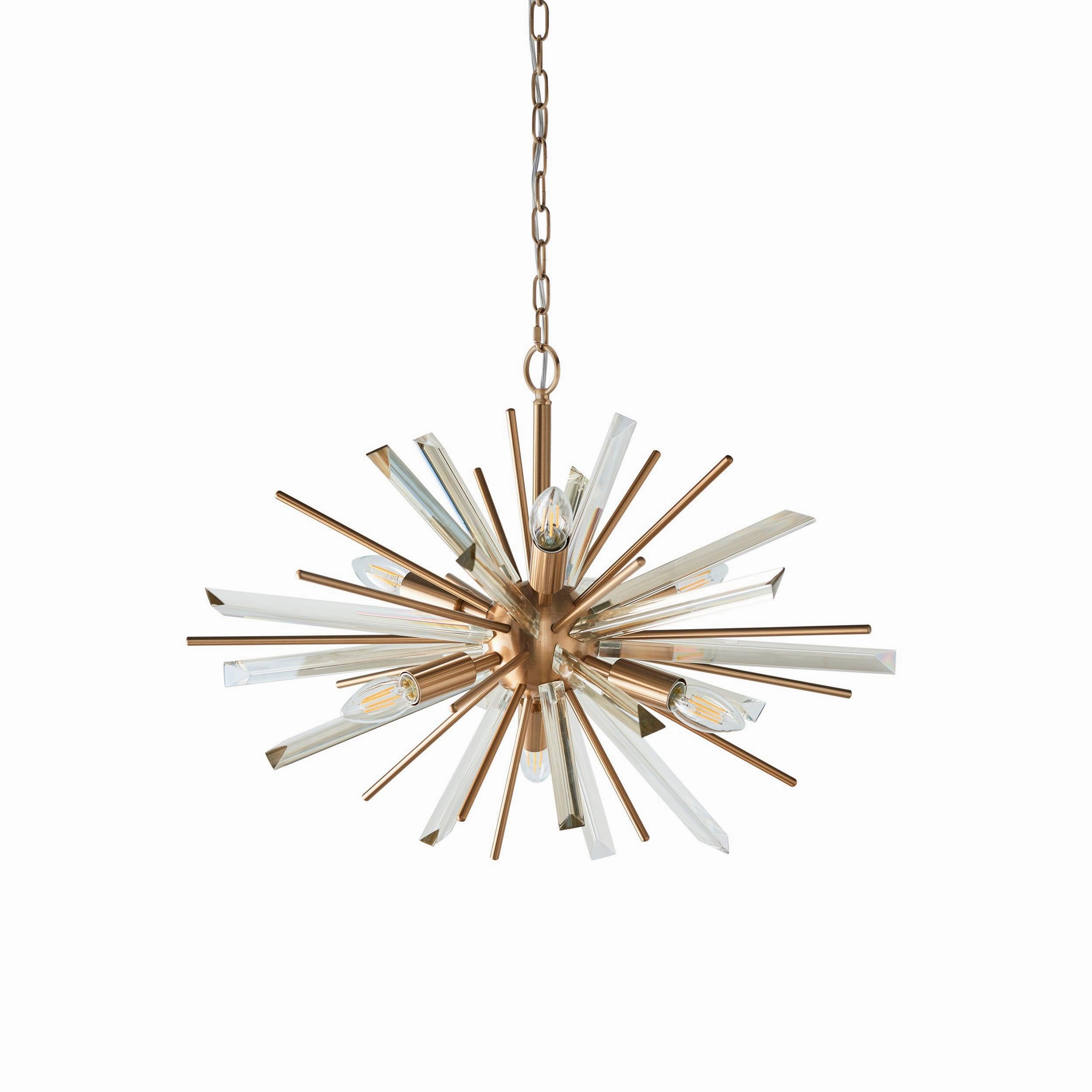 Helios Antique Brass & Prism Glass Shards Pendant Light