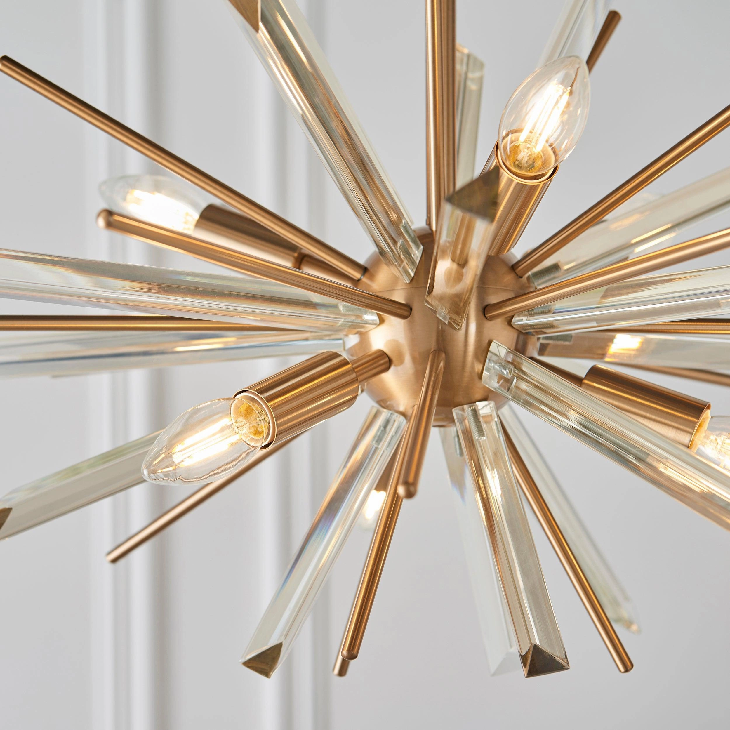 Helios Antique Brass & Prism Glass Shards Pendant Light