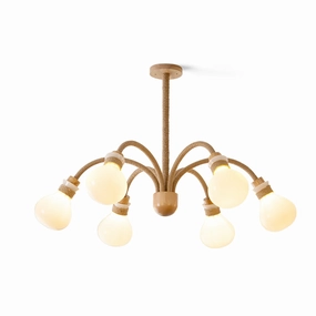 Hemp Rope Chandelier flowerpot LED lamp