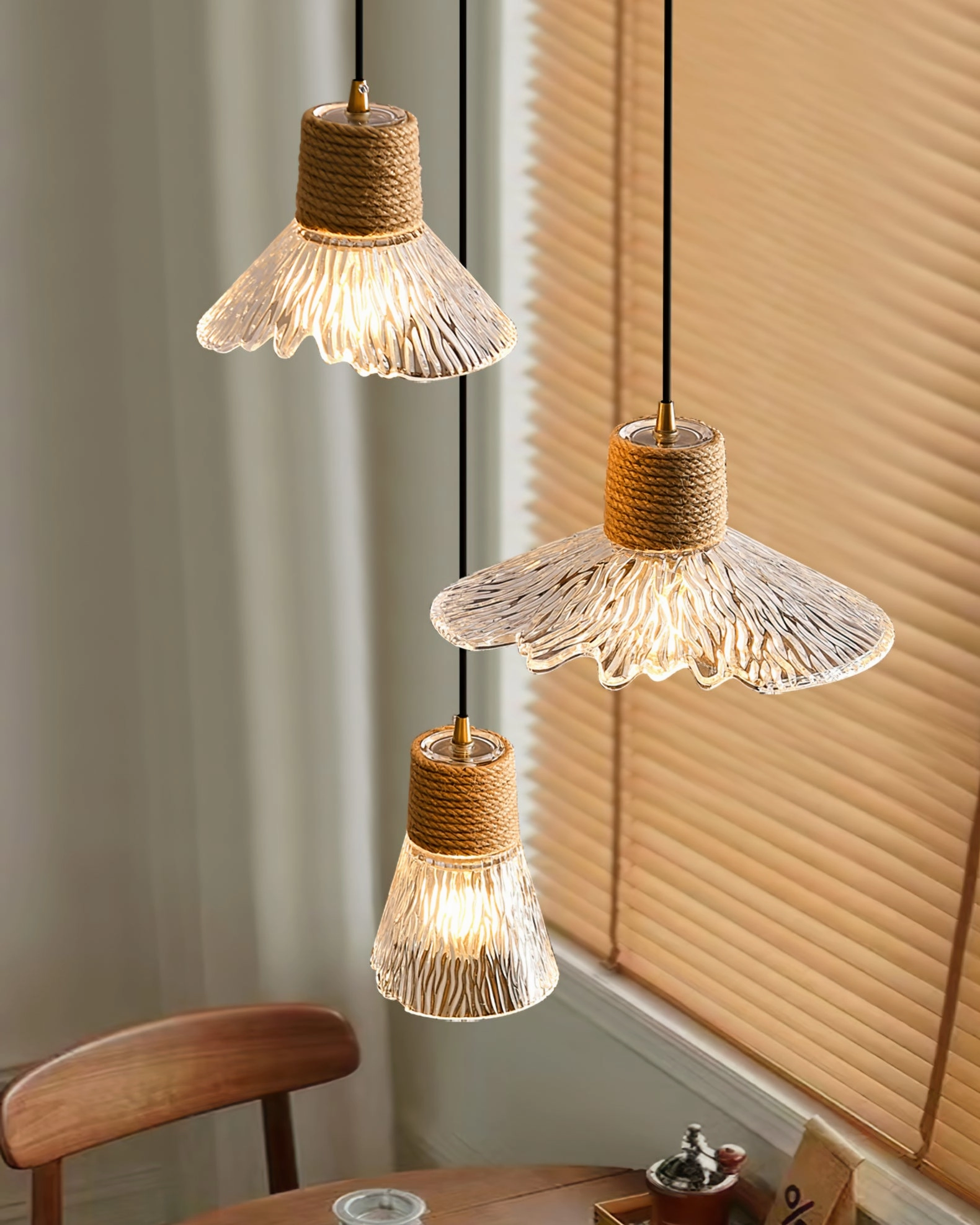 Hemp Rope Glass Pendant Lamp