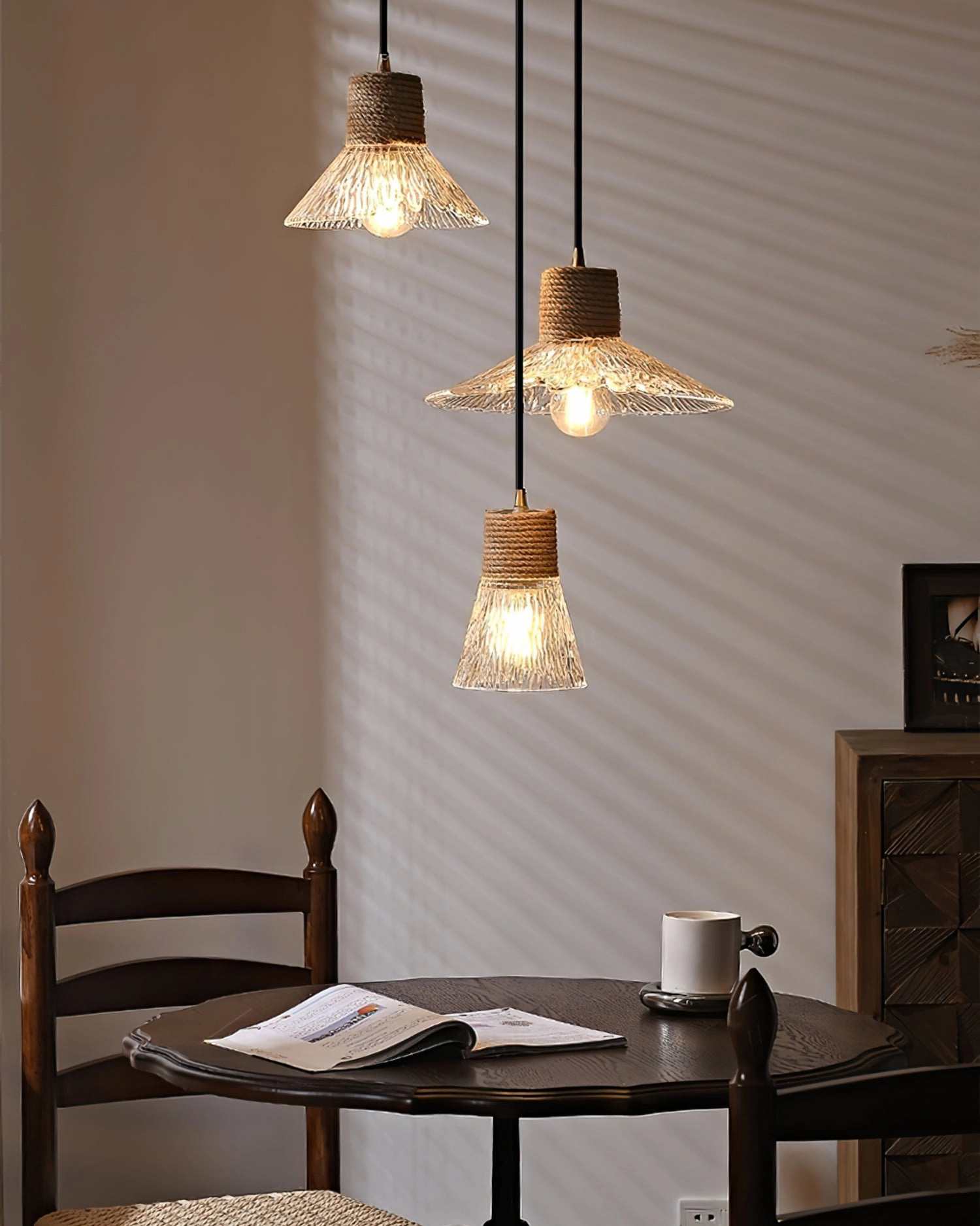 Hemp Rope Glass Pendant Lamp