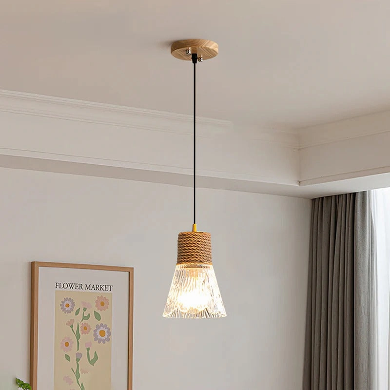 Hemp Rope Glass Pendant Lamp