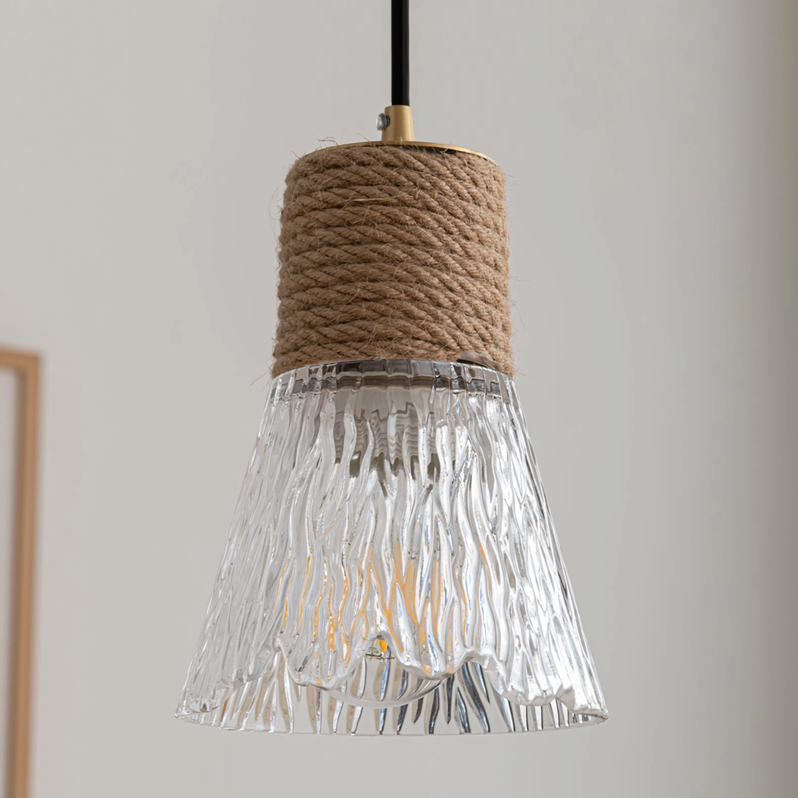 Hemp Rope Glass Pendant Lamp