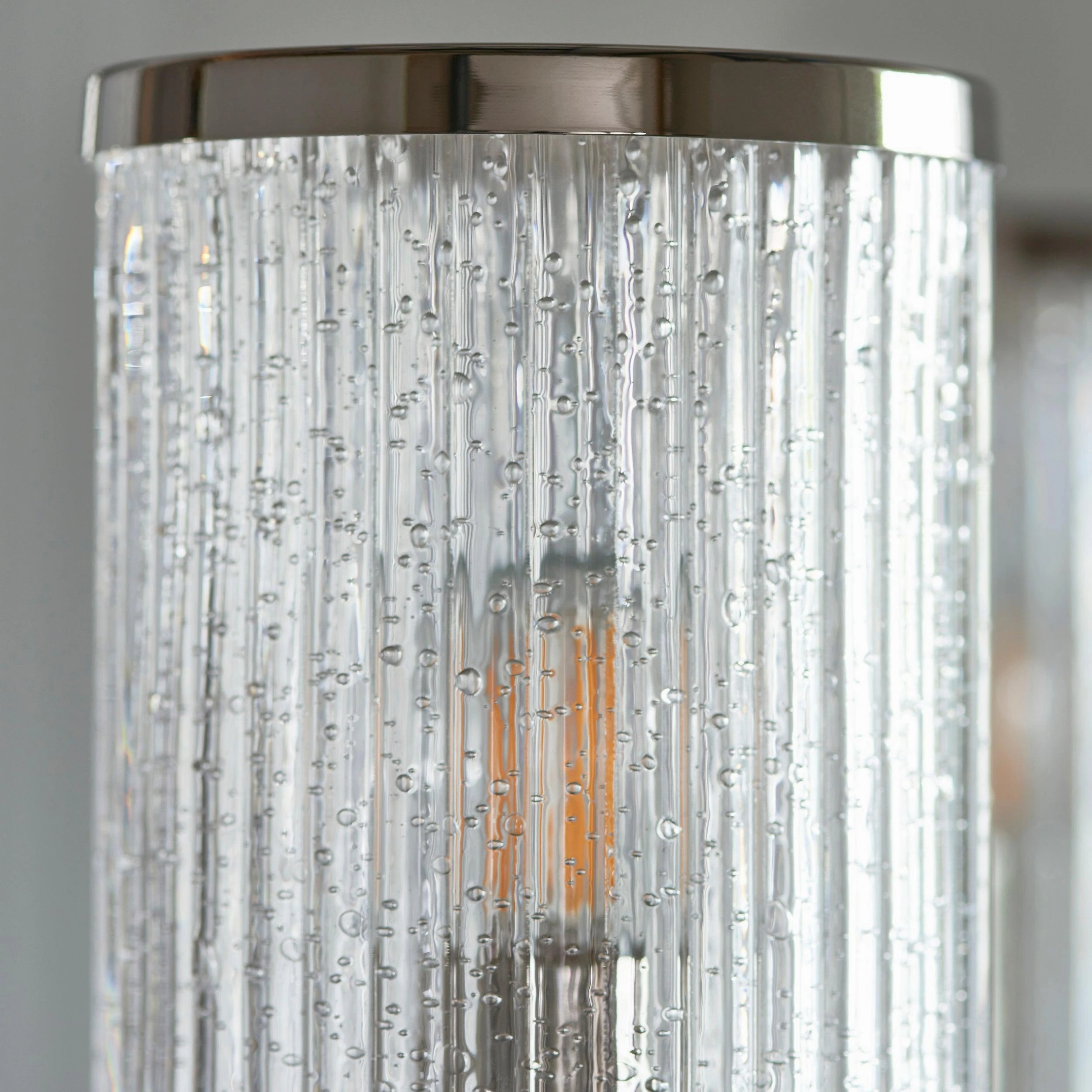 Henbury 5 Light Nickel & Ribbed Glass Shades Pendant