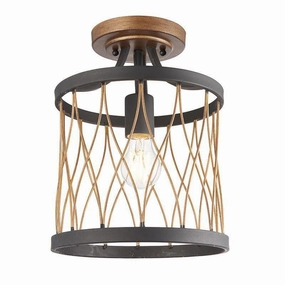 Heston Black & Rustic Bronze Painted Flush Ceiling Light simple ceiling design light