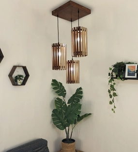 Hexa Beige & Brown Cluster Hanging Lamp (BULB NOT INCLUDED) contemporary ceiling fixture