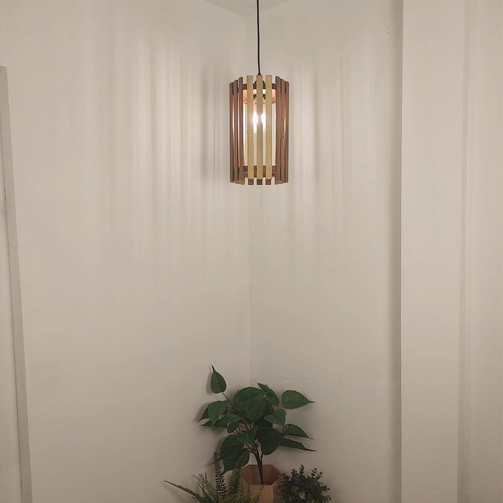 Hexa Brown Wooden Single Hanging Lamp contemporary ceiling fixture