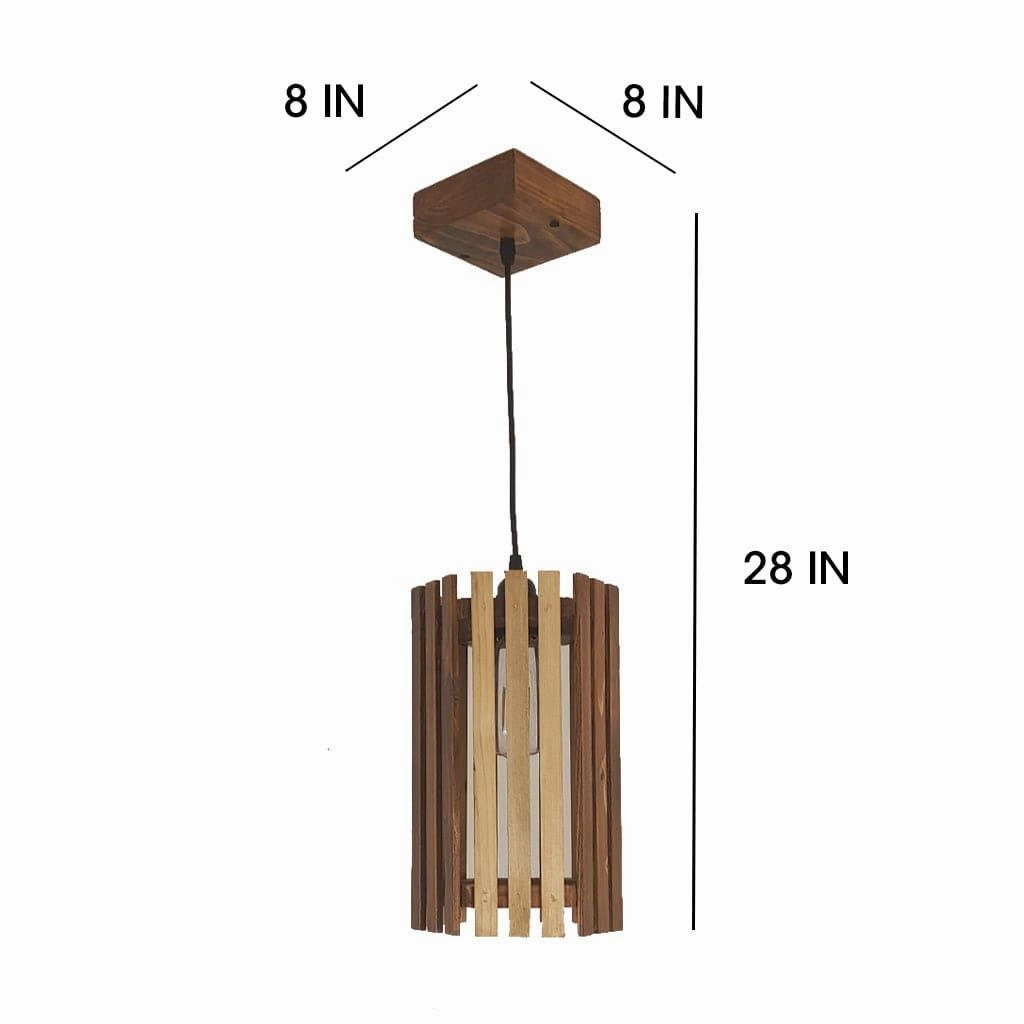 Hexa Brown Wooden Single Hanging Lamp