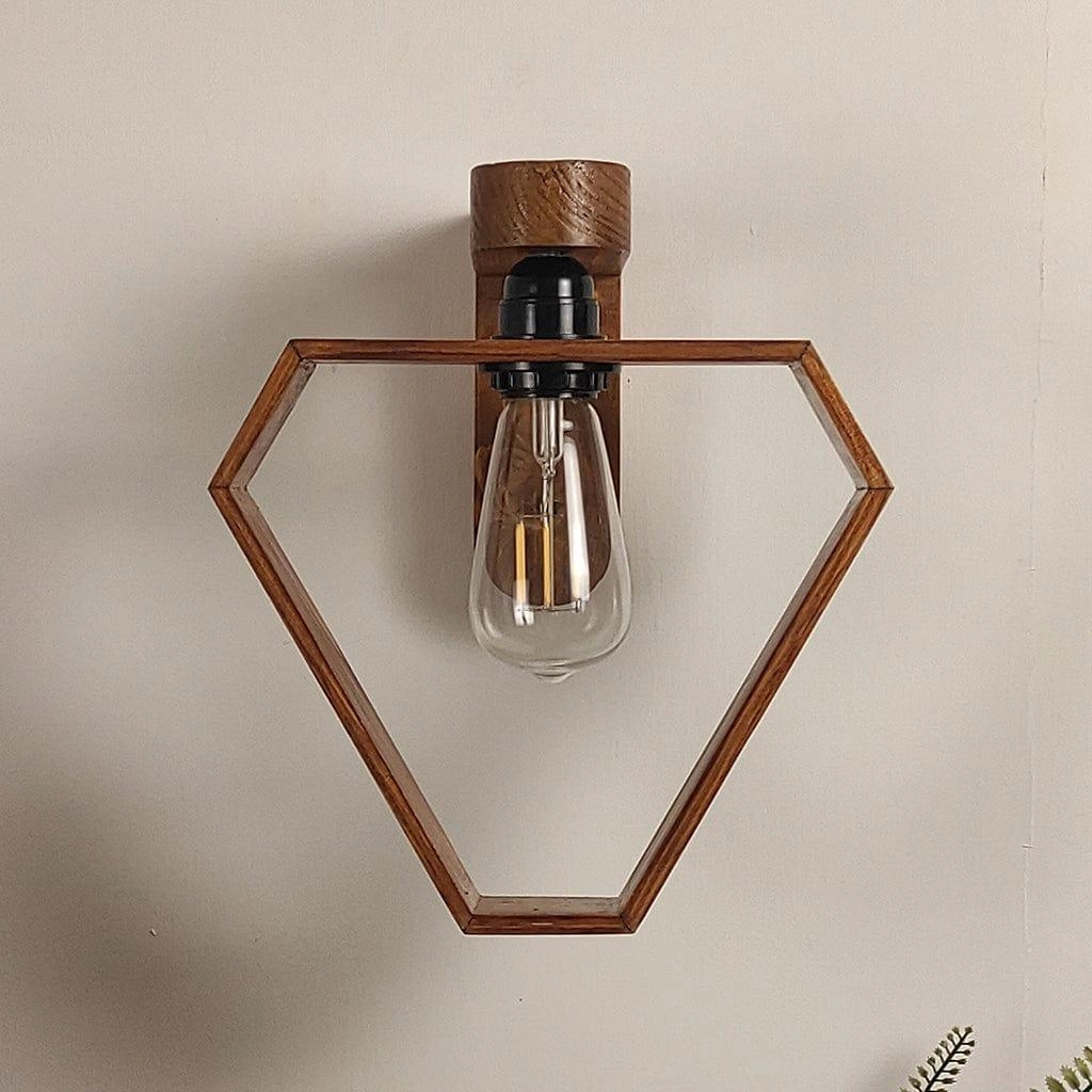 Hexad Brown Wooden Wall Light (BULB NOT INCLUDED)