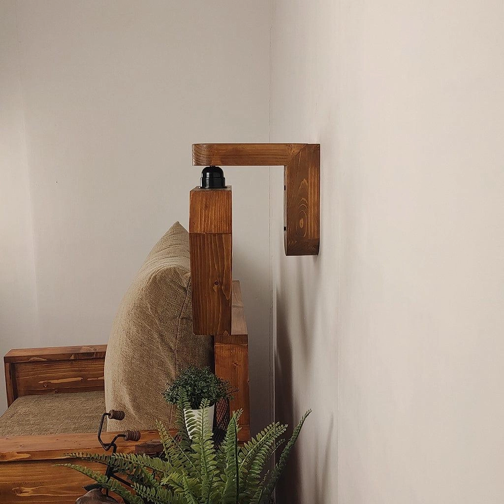 Hexad Brown Wooden Wall Light (BULB NOT INCLUDED)