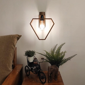Hexad Brown Wooden Wall Light (BULB NOT INCLUDED) vintage desk lamp