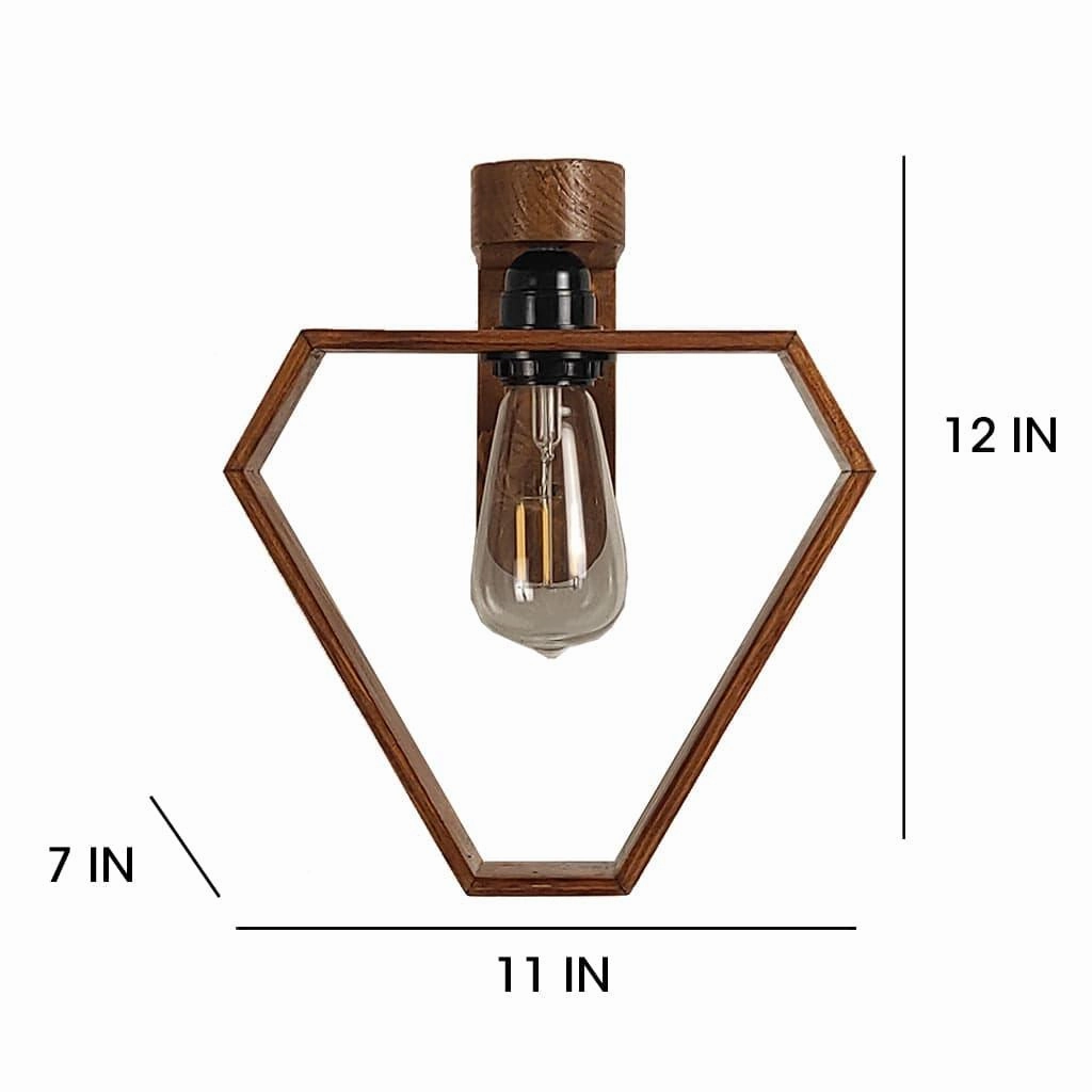 Hexad Brown Wooden Wall Light (BULB NOT INCLUDED)