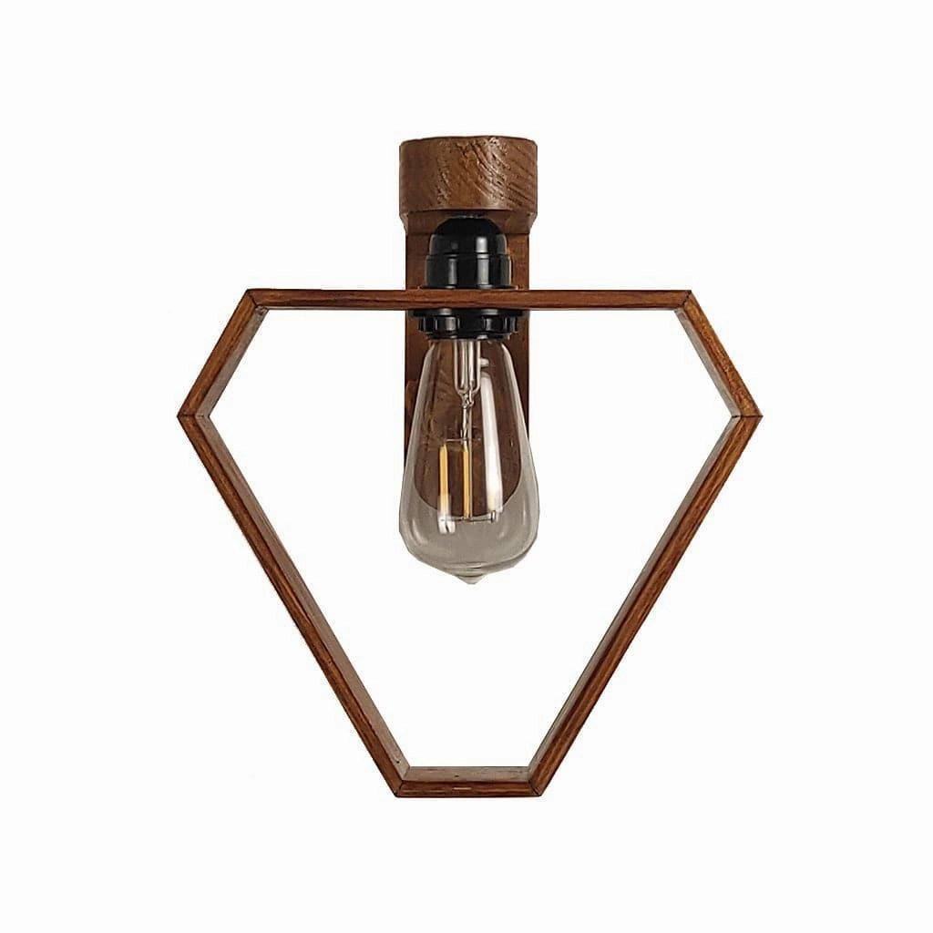 Hexad Brown Wooden Wall Light (BULB NOT INCLUDED)