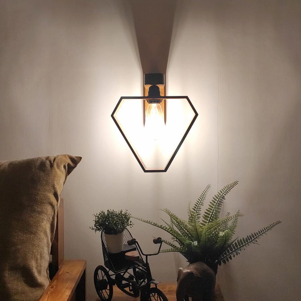 Hexad Brown Wooden Wall Light (BULB NOT INCLUDED)