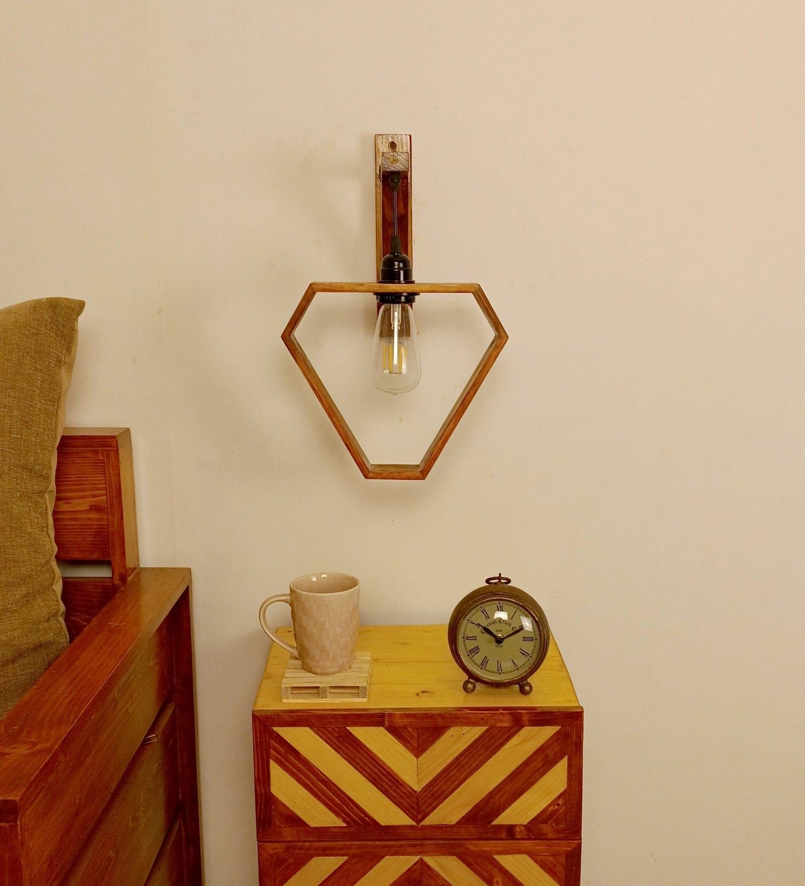 Hexad L Brown Wooden Wall Light (BULB NOT INCLUDED)