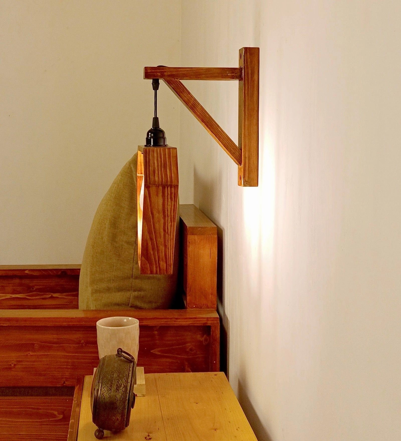 Hexad L Brown Wooden Wall Light (BULB NOT INCLUDED)
