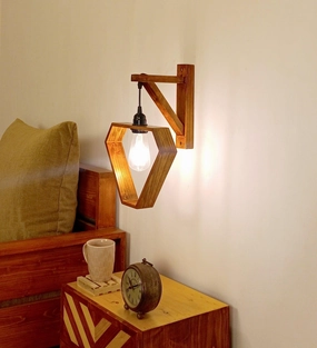 Hexad L Brown Wooden Wall Light (BULB NOT INCLUDED) vintage desk lamp