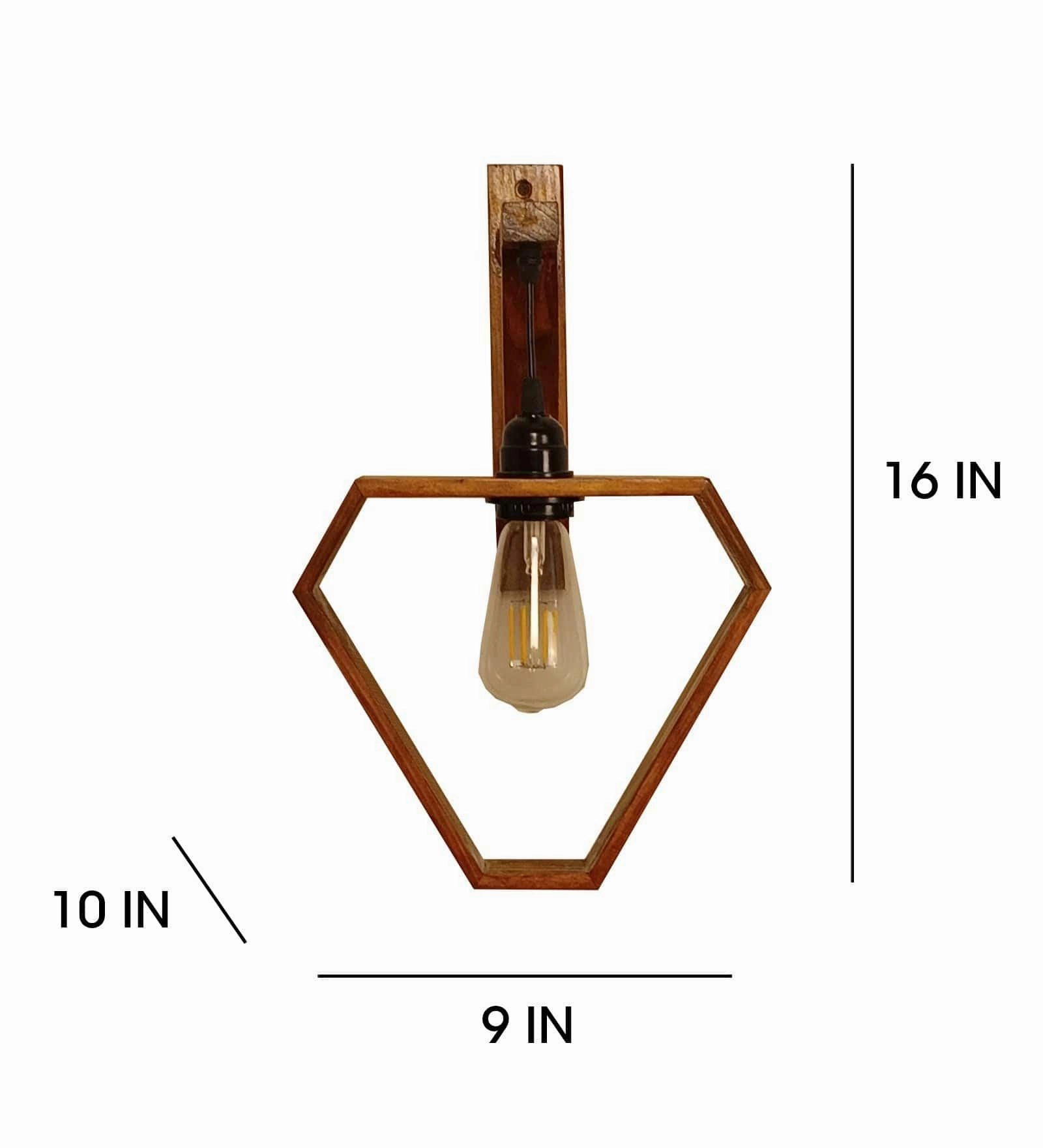 Hexad L Brown Wooden Wall Light (BULB NOT INCLUDED)