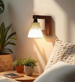 Hexagon Brown Wooden Wall Light (BULB NOT INCLUDED) vintage desk lamp