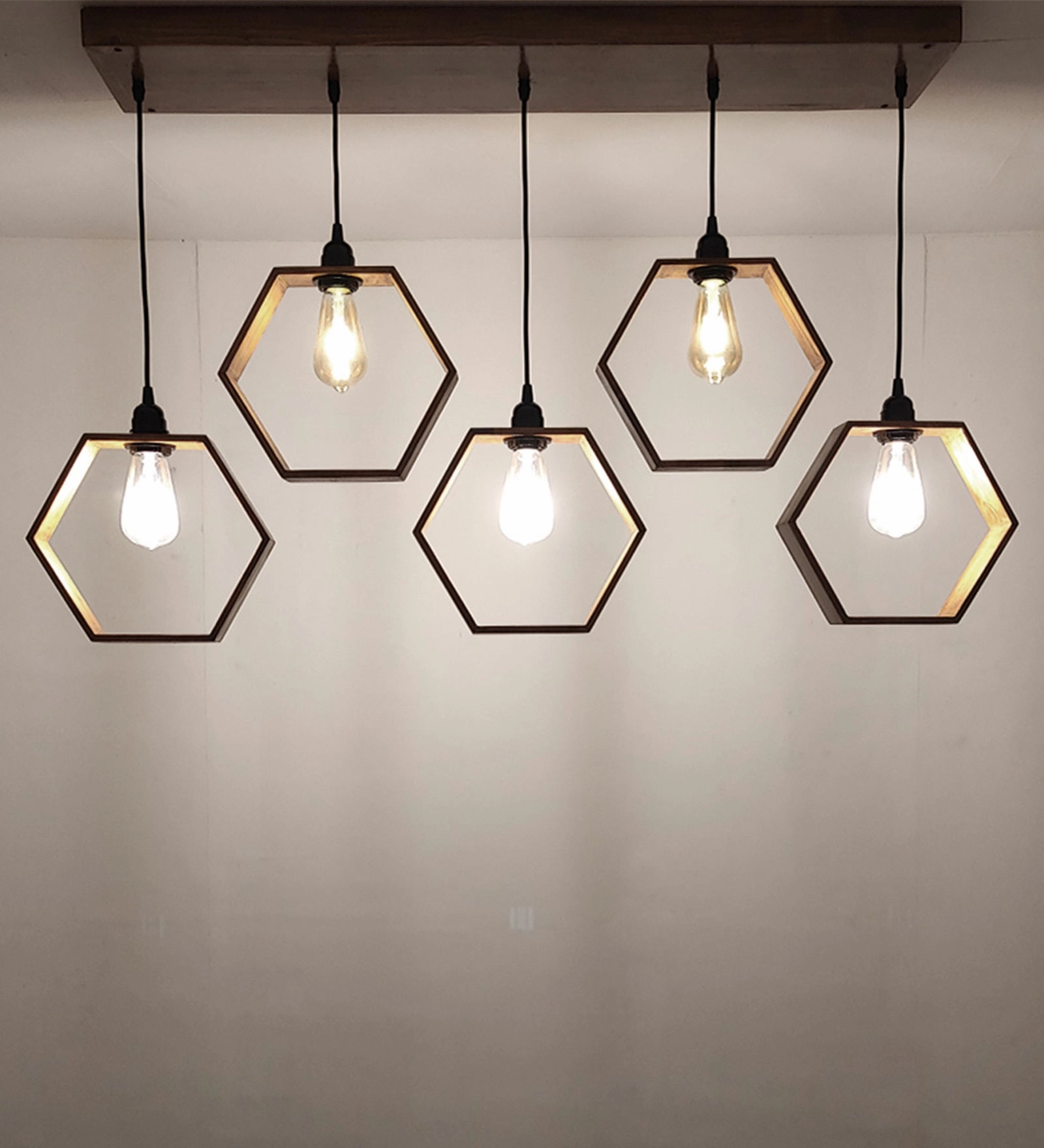 Hexagram Brown 5 Series Hanging Lamp (BULB NOT INCLUDED)
