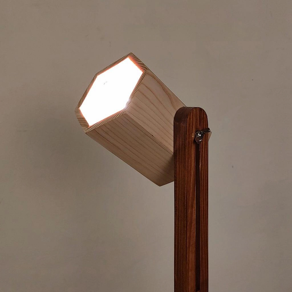 Hexspot Brown Wooden Table Lamp with Beige Wooden Lampshade (BULB NOT INCLUDED)