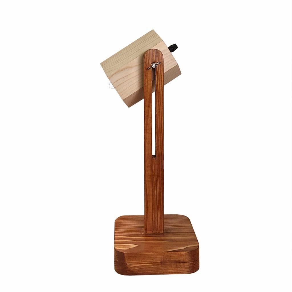 Hexspot Brown Wooden Table Lamp with Beige Wooden Lampshade (BULB NOT INCLUDED)