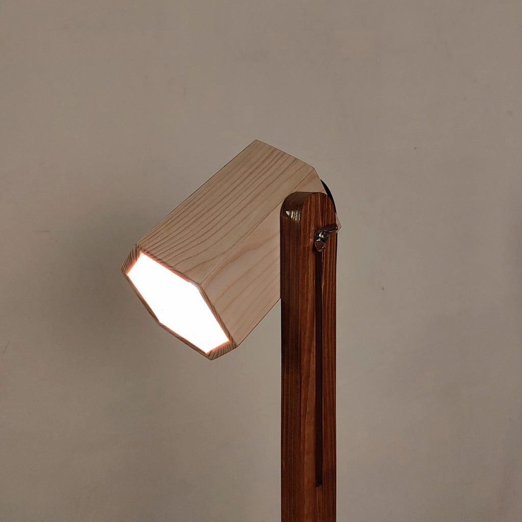 Hexspot Brown Wooden Table Lamp with Beige Wooden Lampshade (BULB NOT INCLUDED)