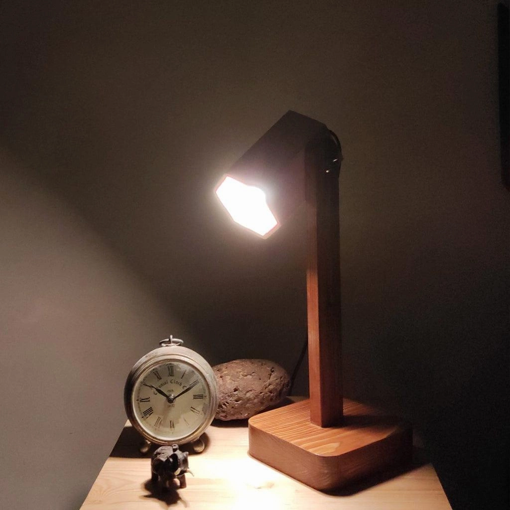 Hexspot Brown Wooden Table Lamp with Beige Wooden Lampshade (BULB NOT INCLUDED)