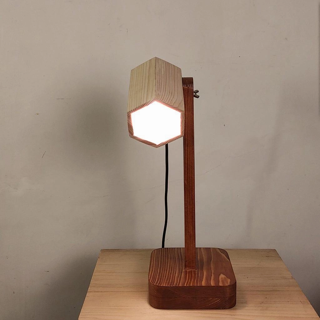 Hexspot Brown Wooden Table Lamp with Beige Wooden Lampshade (BULB NOT INCLUDED)