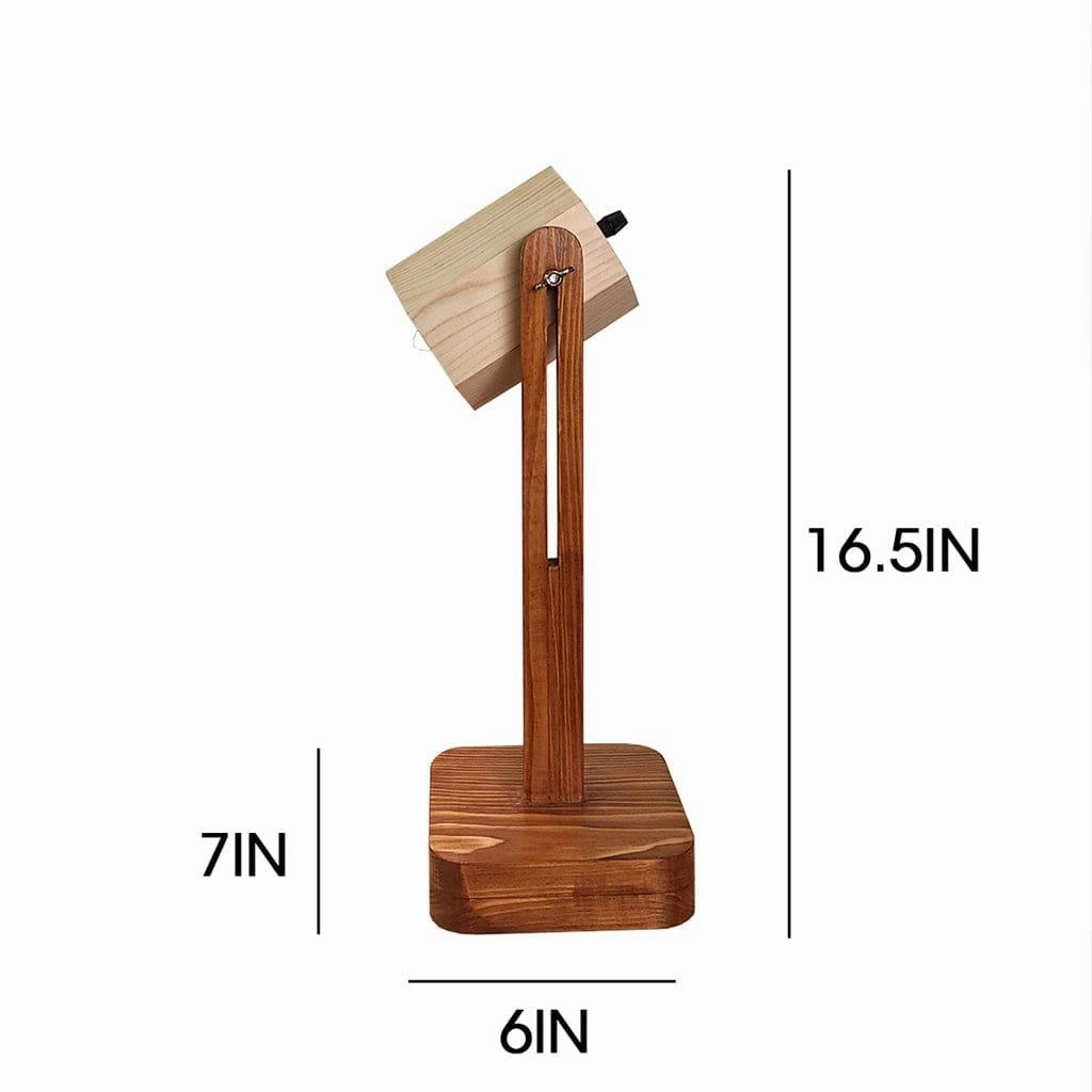 Hexspot Brown Wooden Table Lamp with Beige Wooden Lampshade (BULB NOT INCLUDED)